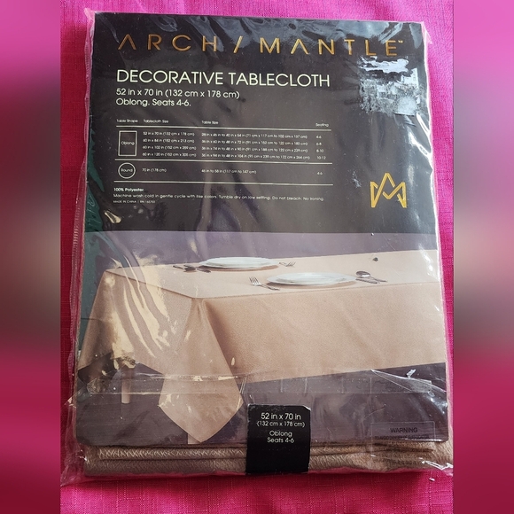 Decorative Tablecloth - Tan - Picture 1 of 3
